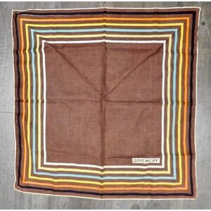 Givenchy Vintage‎ Multi Stripe 100% Cotton Scarf Italy 21.25 x 21.25 inch